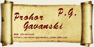 Prohor Gavanski vizit kartica